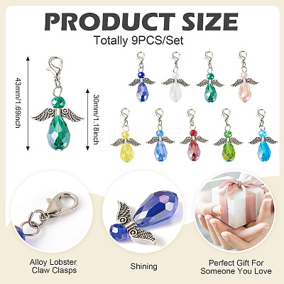 Angel Glass & Alloy Pendant Decoration HJEW-TAC0055-1