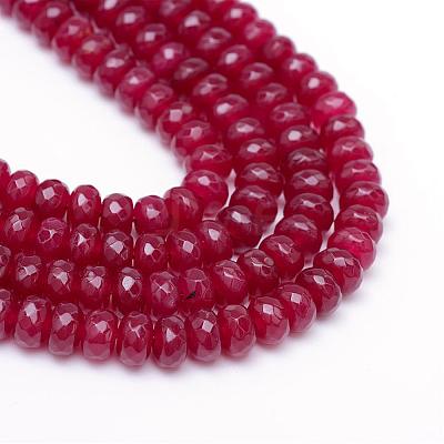 Faceted Rondelle Dyed Natural White Jade Bead Strands G-R343-4x6-07-1
