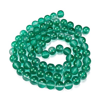 Frosted Transparent Glass Bead Strands GLAA-P065-10mm-14-1