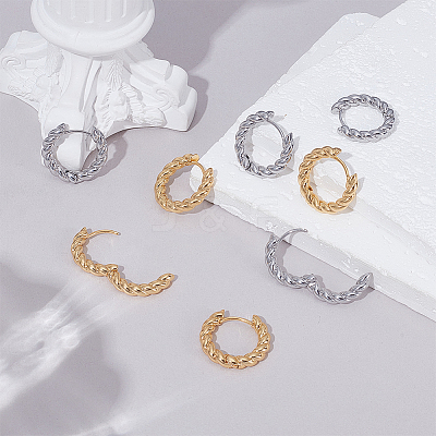16Pcs 2 Colors Twist Rings Brass Hoop Earrings for Women EJEW-UN0003-27-1