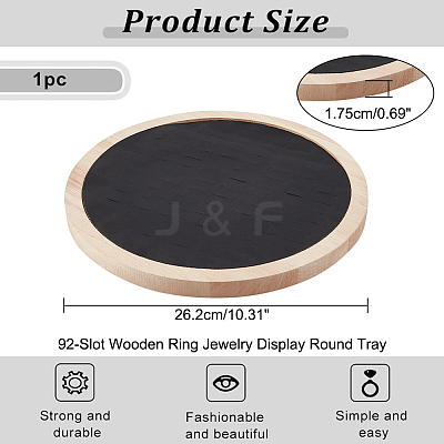 92-Slot Wooden Ring Jewelry Display Round Tray EDIS-WH0030-20B-1