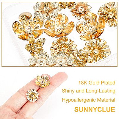 20Pcs 5 Style Brass Bead Caps KK-SC0004-92-1