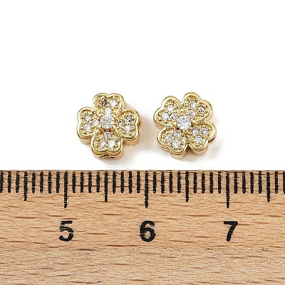 Rack Plating Brass Micro Pave Cubic Zirconia Beads ZIRC-A006-04G-02-1