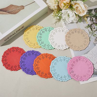 180Pcs 9 Colors Lace Paper Greaseproof Wrap Tissue AJEW-CN0004-29-1