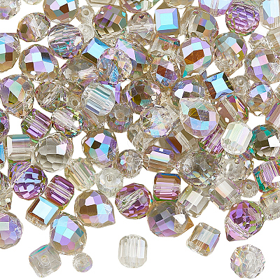 114Pcs Transparent Electroplate Glass Beads GLAA-PA0001-17C-1