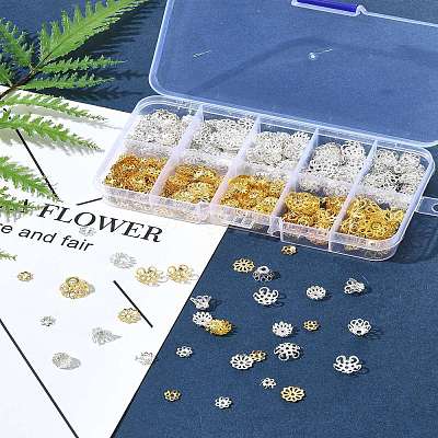 1180Pcs 10 Styles Iron Bead Caps IFIN-FS0001-45-1