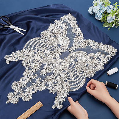 Lace Embroidery Sewing Polyester Appliques DIY-WH0013-63-1