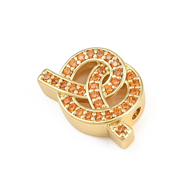 Brass Micro Pave Orange Cubic Zirconia Beads CU-CBAD306-22G-1