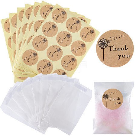 CRASPIRE 120Pcs Flat Translucent Glassine Waxed Paper Treat Bags Cookie Bags STIC-CP0001-11B-1