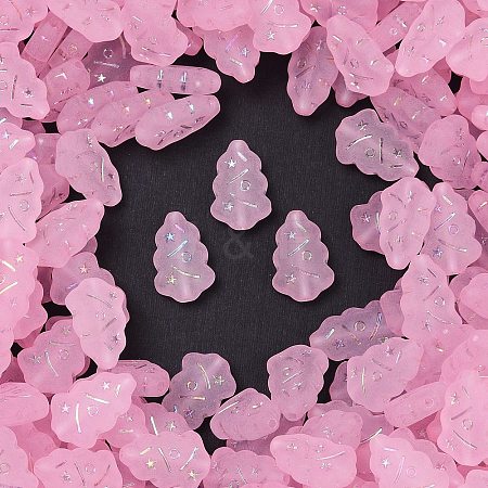 Frosted Transparent Acrylic Beads OACR-P029-04B-05-1