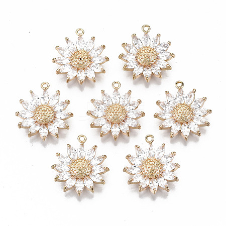 Brass Micro Pave Cubic Zirconia Pendants KK-S359-008-RS-1