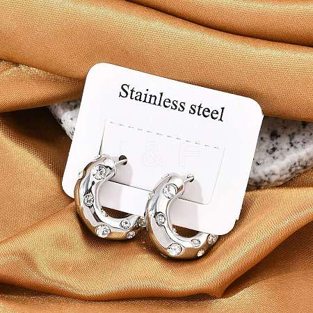 304 Stainless Steel Rhinestone Stud Earrings EJEW-M070-18P-1