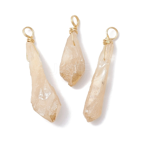 Electroplated Natural Quartz Crystal Dyed Pendants PALLOY-JF02325-07-1