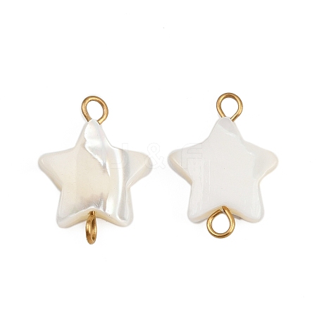 Natural Shell Star Connector Charms STAS-D378-26G-1