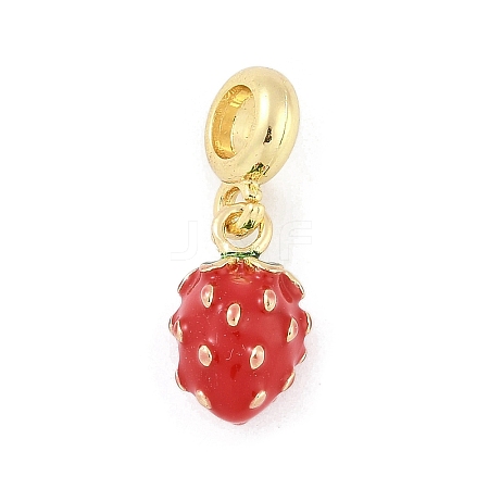 Brass Enamel Fruit European Dangle Charms KK-Z090-08G-03-1