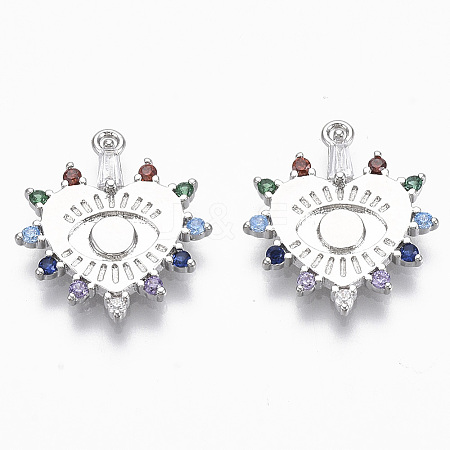 Brass Micro Pave Cubic Zirconia Pendants KK-R130-010P-NF-1