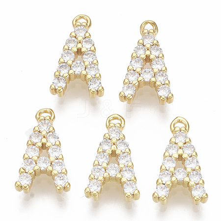 Brass Micro Pave Cubic Zirconia Charms KK-T060-05-A-G-NF-1