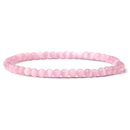 4mm Round Cat Eye Beads Bracelet for Men LS-KG3069-7-1
