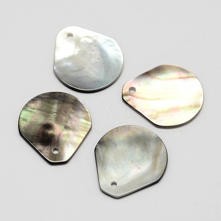 Teardrop Black Lip Shell Pendants SSHEL-M010-01-1