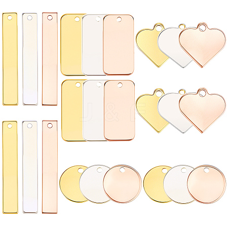 48Pcs 12 Styles Brass & Stainless Steel Pendants FIND-SC0021-35-1