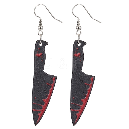 Hallowmas Printed Acrylic Dangle Earrings EJEW-JE06124-07-1