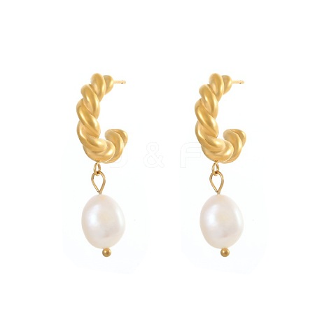 Pearl Hoop Earrings for Women HD5033-1