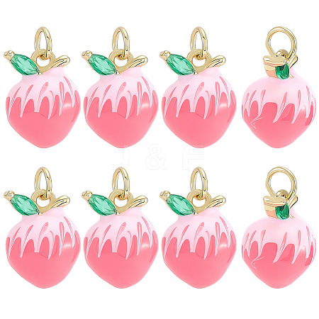 8Pcs Brass Micro Pave Cubic Zirconia Pendants KK-BBC0027-43-1