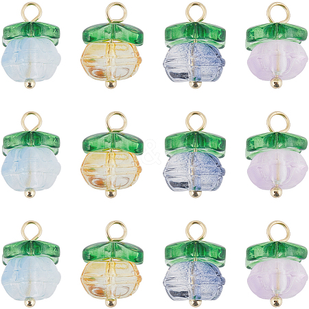 32Pcs 4 Colors Handmade Lampwork Charms LAMP-SC0001-41-1