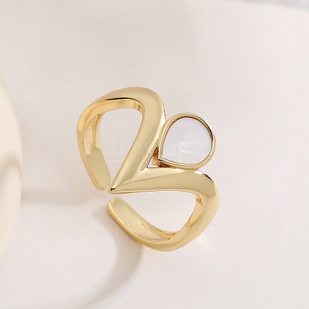 Brass Open Cuff Rings for Women RJEW-K308-04B-G-1