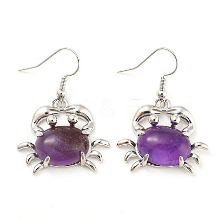 Natural Amethyst Crab Dangle Earrings G-Z033-13P-03-1