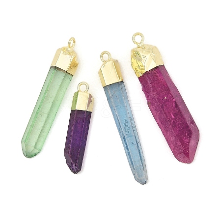 Natural Quartz Crystal Pointed Pendants G-P253-03G-08-1