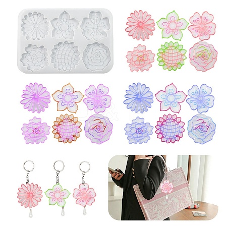 DIY Silicone Flower Pendant Molds X1-AJEW-M228-01-1