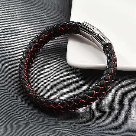 Braided Microfiber Leather Cord Bracelets for Men BJEW-Z081-14P-1