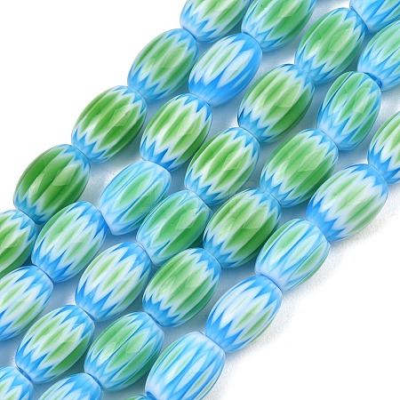 Handmade Millefiori Glass Oval Bead Strands LK-Z001-01B-03-1