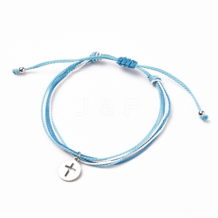 Waxed Polyester Cord Braided Bracelets BJEW-JB05663-02-1