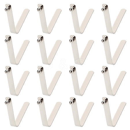 16Pcs V-shape Stainless Steel Push Button Spring Clip STAS-MA0001-13-1