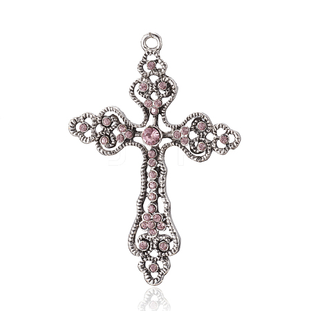 Tibetan Style Alloy Rhinestone Big Pendants RB-J158-08AS-1