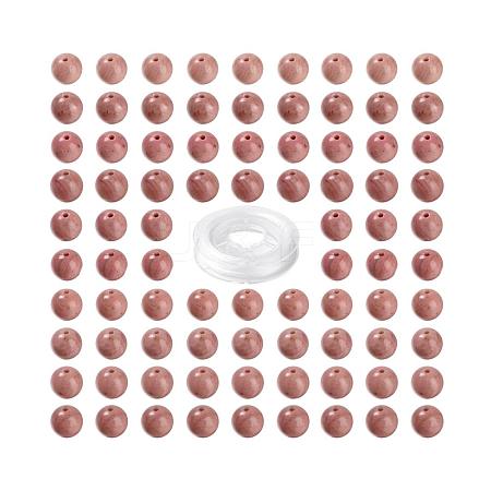 100Pcs 8mm Grade AAA Natural Rhodonite Round Beads DIY-LS0002-65-1