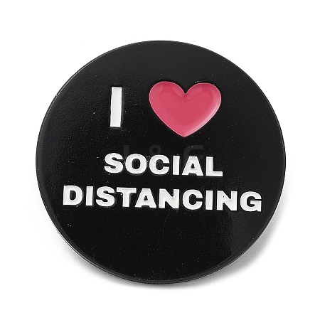 Word I Love Social Distancing Enamel Pin JEWB-H010-04EB-10-1