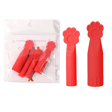 2Pcs Paw Print Silicone Knitting Needle Point Protectors PW-WG83120-03-1