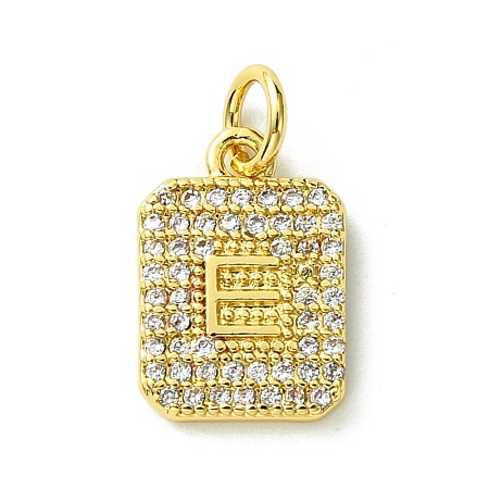 Rack Plating Brass Micro Pave Clear Cubic Zirconia Charms KK-G501-01E-G-1
