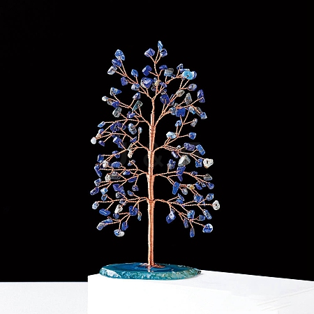 Natural Lapis Lazuli Chips Tree Decorations PW-WG41027-09-1