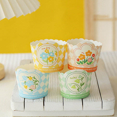 Tartan & Flower Pattern Cupcake Paper Baking Cups BAKE-PW0010-15-1