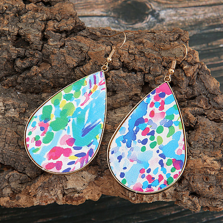Imitation Leather Teardrop Dangle Earrings FS-WG4D344-01-1