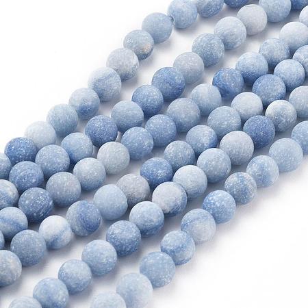 Dyed & Heated Natural Blue Aventurine Round Bead Strands G-M248-6mm-01B-1