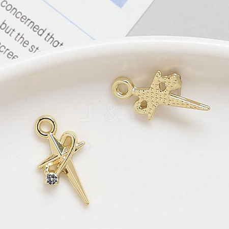 Brass Micro Pace Clear Cubic Zirconia Pendants KK-TAC0004-23-1