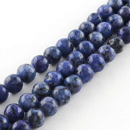 Dyed Natural Sesame Jasper Round Beads Strands X-G-R342-6mm-12-1