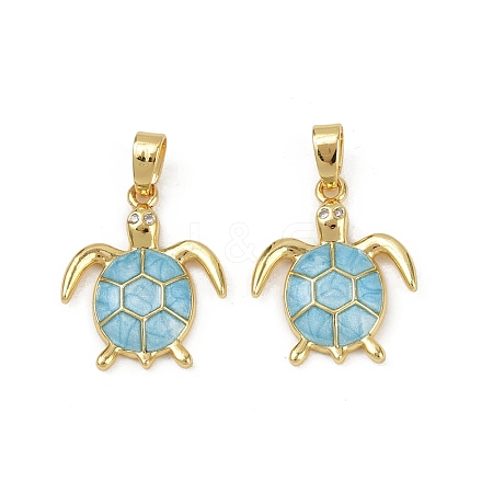 Brass Micro Pave Cubic Zirconia Pendants X-KK-C093-09G-02-1