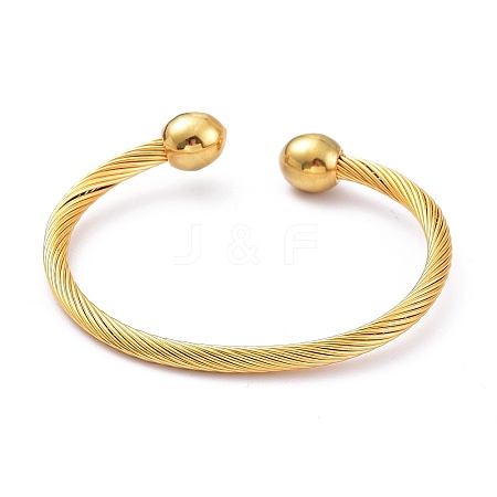 304 Stainless Steel Cuff Bangles BJEW-M284-12G-1