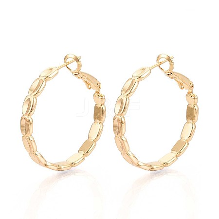 Oval Brass Hoop Earrings EJEW-T047-97G-1